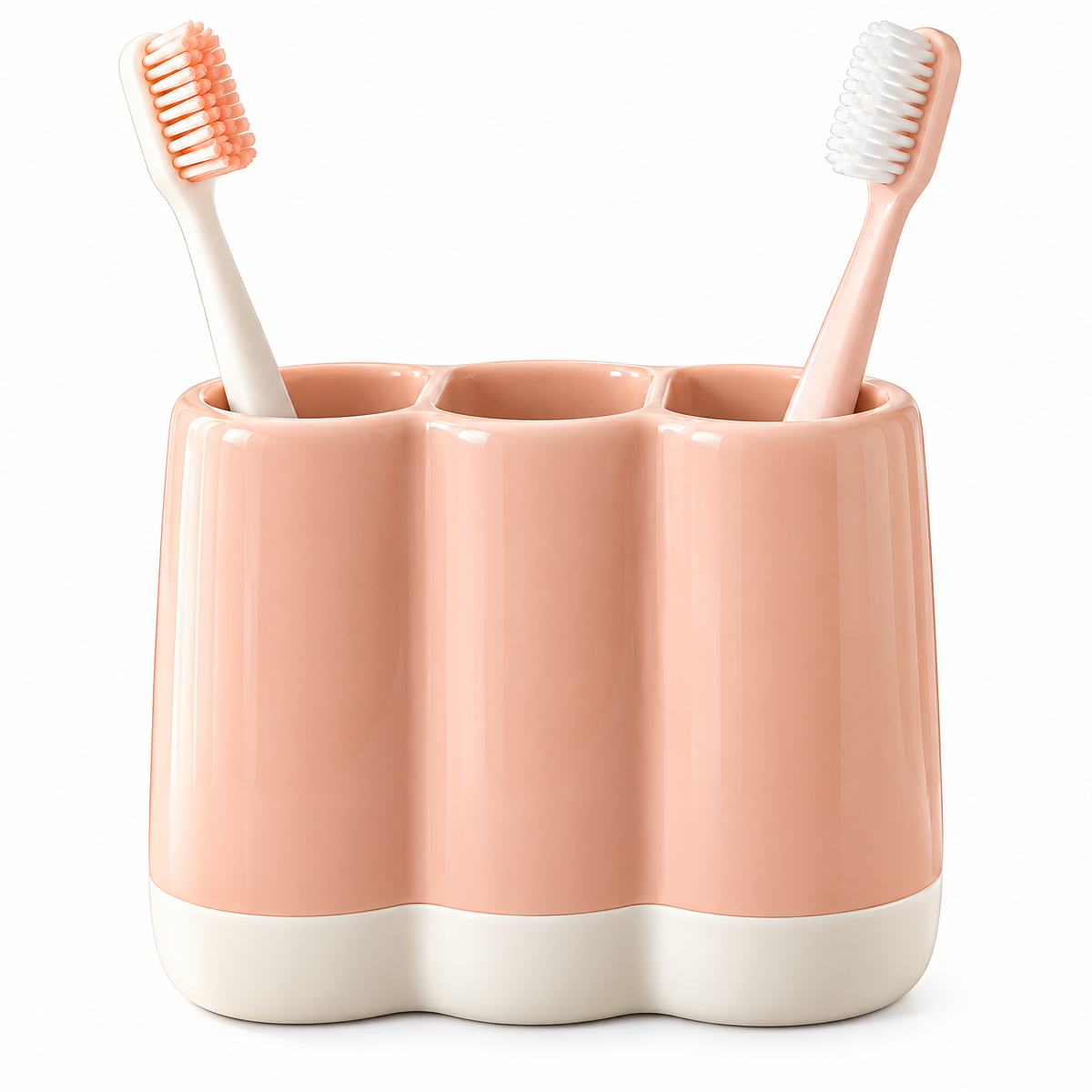 xezvynuq Peach 3-Compartment Toothbrush Holder — isolated product view