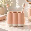 xezvynuq Peach 3-Compartment Toothbrush Holder — main product photo