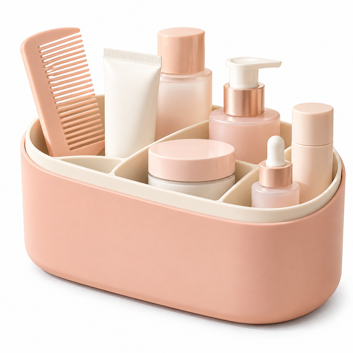 xezvynuq Peach Divided Bathroom Organizer — isolated product view