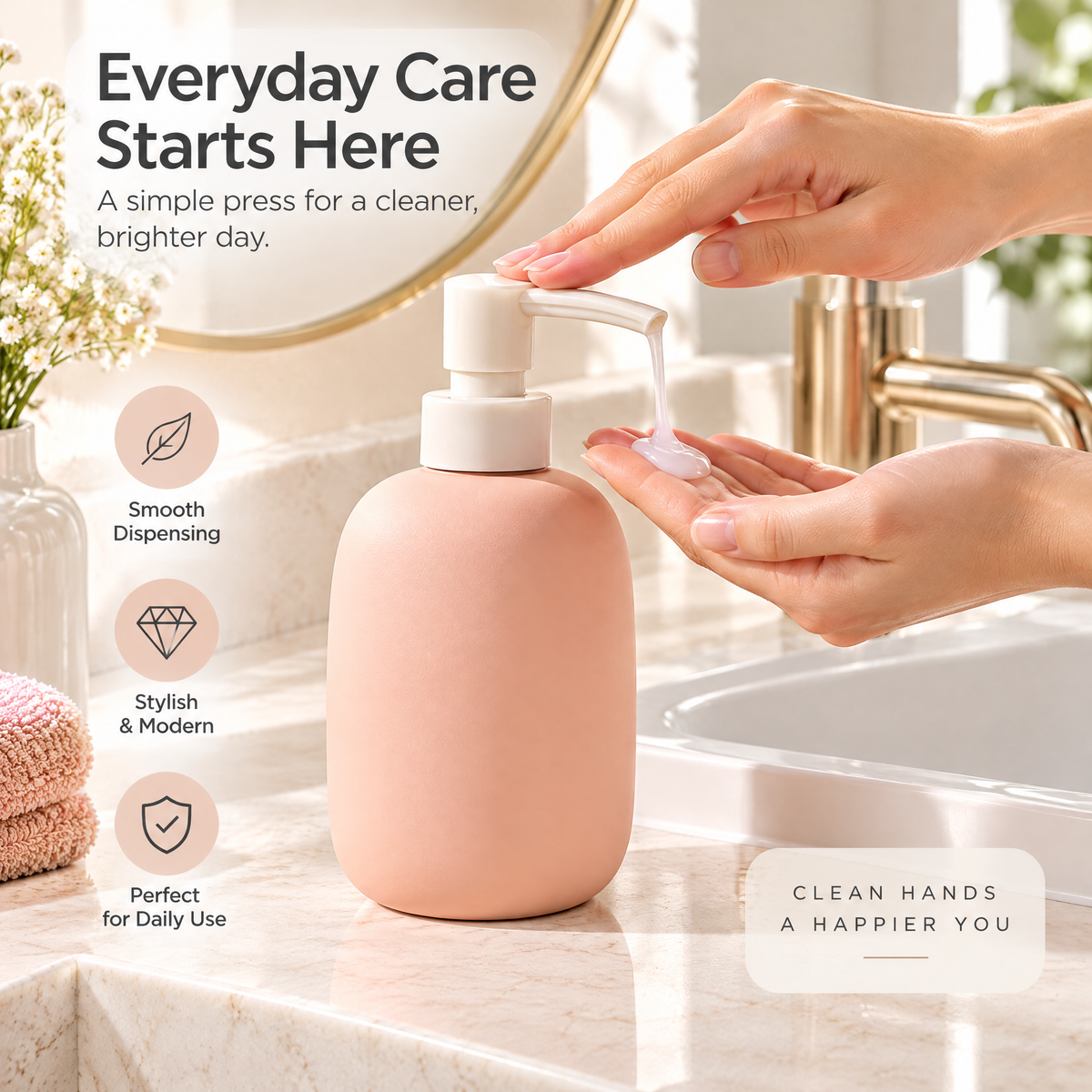 xezvynuq Peach Liquid Soap Dispenser — features and use
