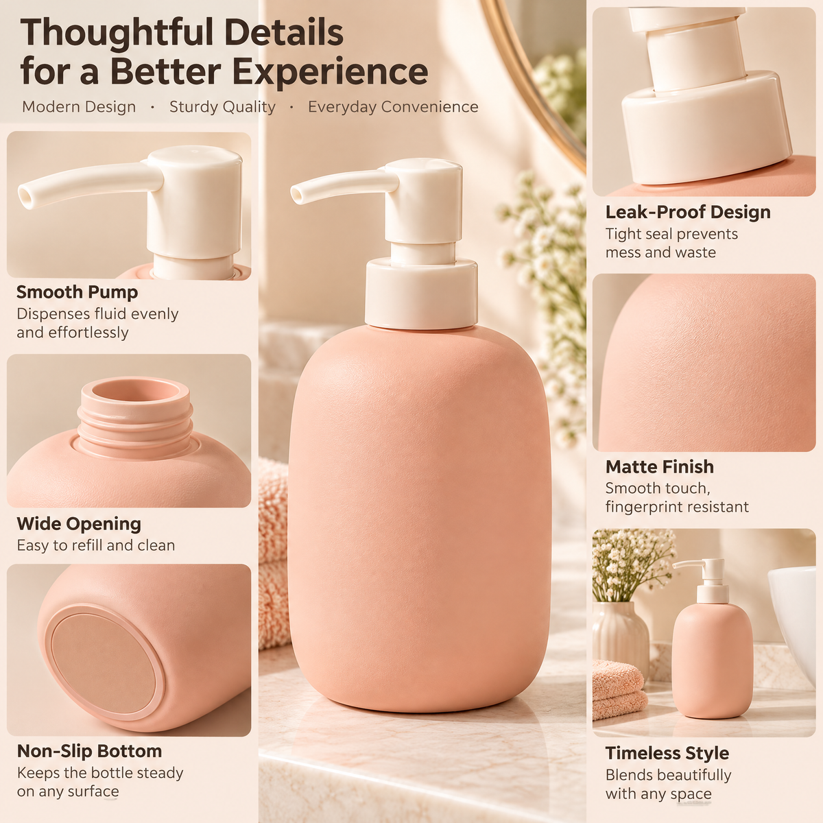 xezvynuq Peach Liquid Soap Dispenser — features and use