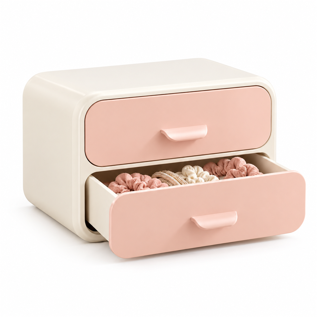xezvynuq Peach 2-Drawer Vanity Organizer — isolated product view