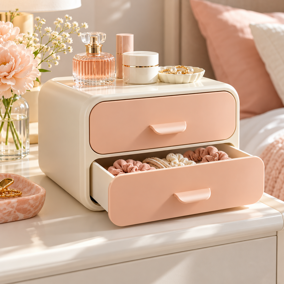 xezvynuq Peach 2-Drawer Vanity Organizer — main product photo