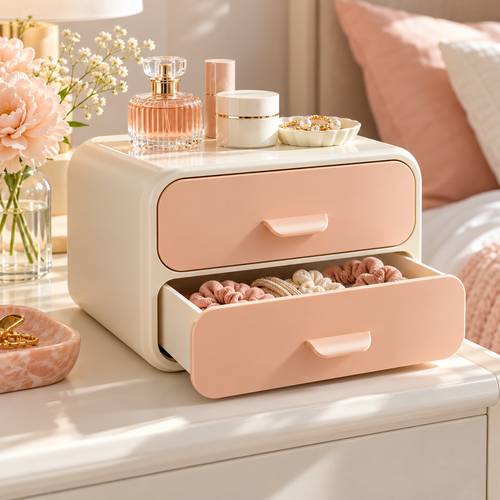xezvynuq Peach 2-Drawer Vanity Organizer — main product photo
