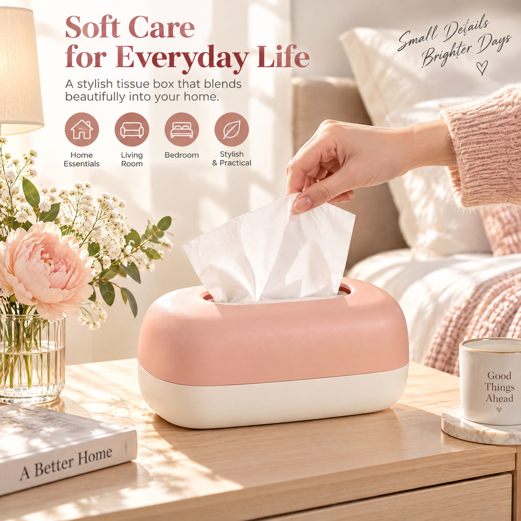 xezvynuq Peach & Ivory Tissue Holder — features and use