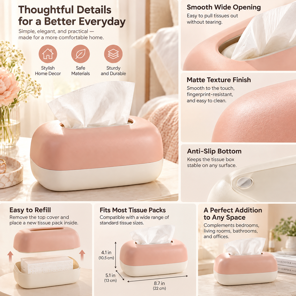xezvynuq Peach & Ivory Tissue Holder — features and use