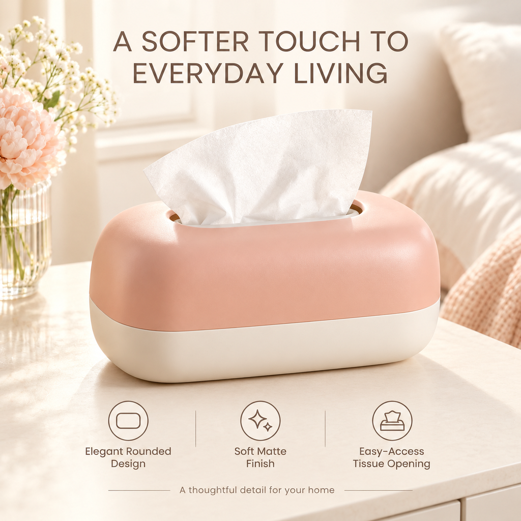 xezvynuq Peach & Ivory Tissue Holder — features and use
