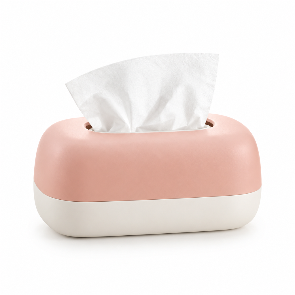 xezvynuq Peach & Ivory Tissue Holder — isolated product view