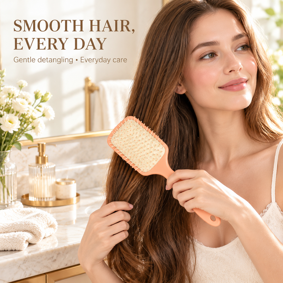 xezvynuq Peach Cushion Paddle Hairbrush — features and use