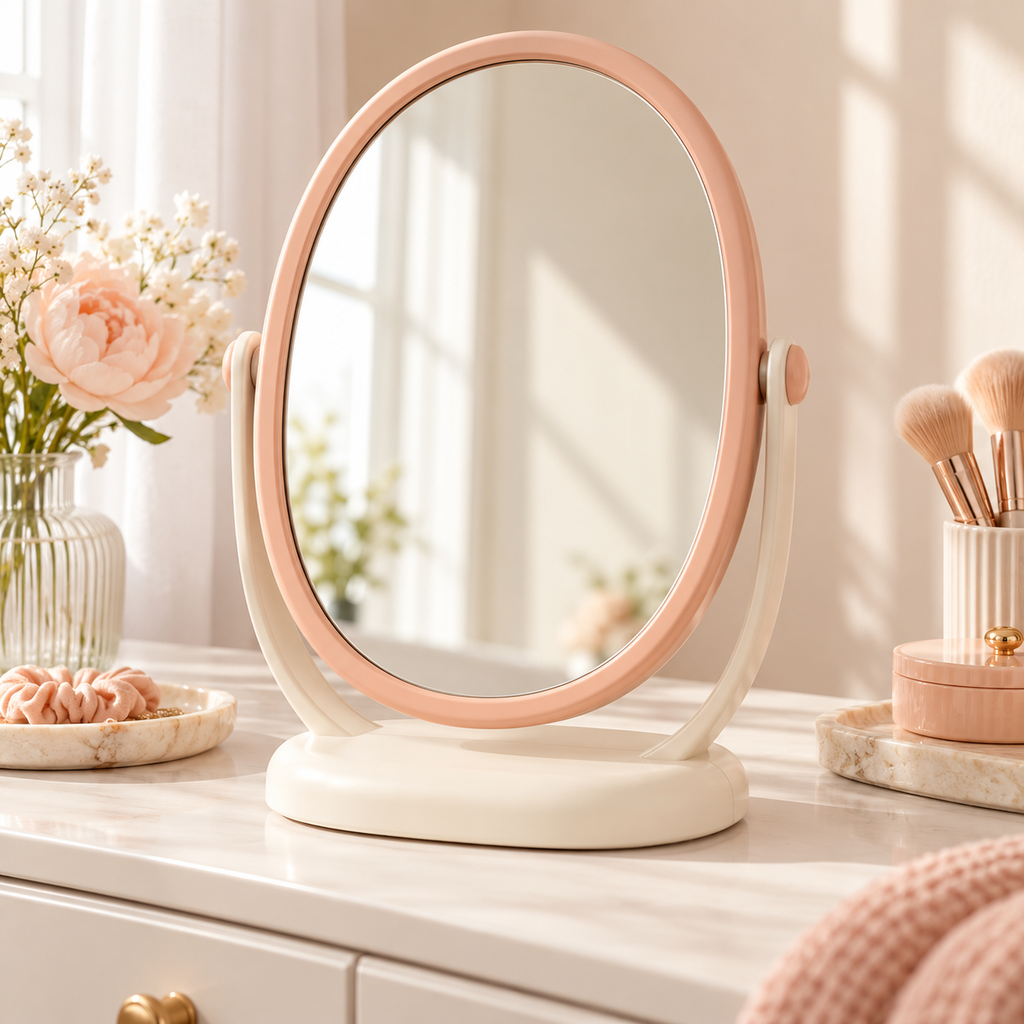 xezvynuq Peach Oval Tilting Vanity Mirror — main product photo
