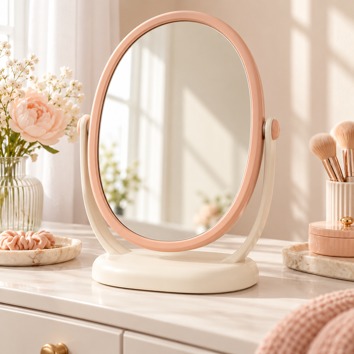 xezvynuq Peach Oval Tilting Vanity Mirror — main product photo